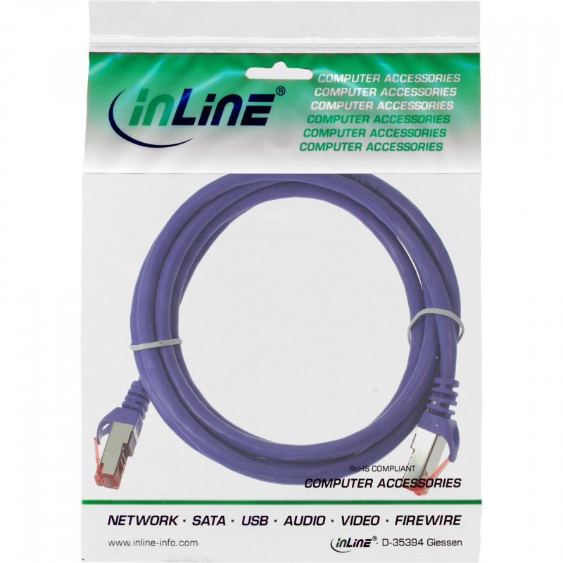 InLine compatible Patchkabel Cat.6, S/FTP (PiMf), 250MHz, violett - 5m