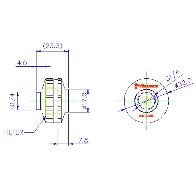 Koolance compatible Inline Coolant Filter V3 G1/4 Zoll