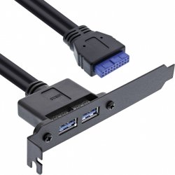 InLine compatible Slotblech mit zwei USB 3.0 Anschlüssen auf intern USB 3.0