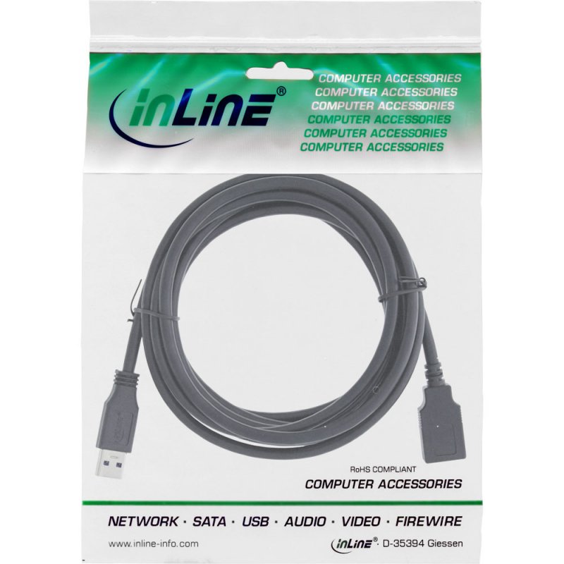 InLine compatible USB 3.0 Verlangerung St/Bu Typ A, 3m
