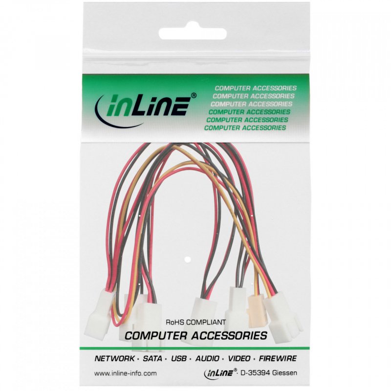InLine Fan Adapter Cable Y-Cable 3pin Molex female / 6x 3pin Molex male