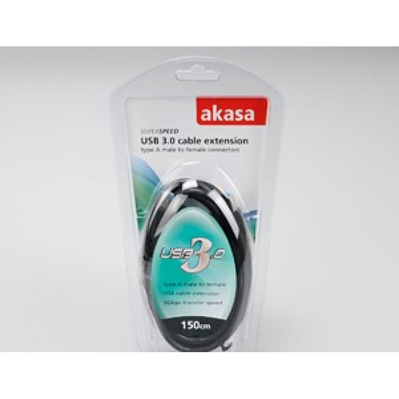 Akasa compatible USB 3.0 Kabel, Type A, 1,5m - black