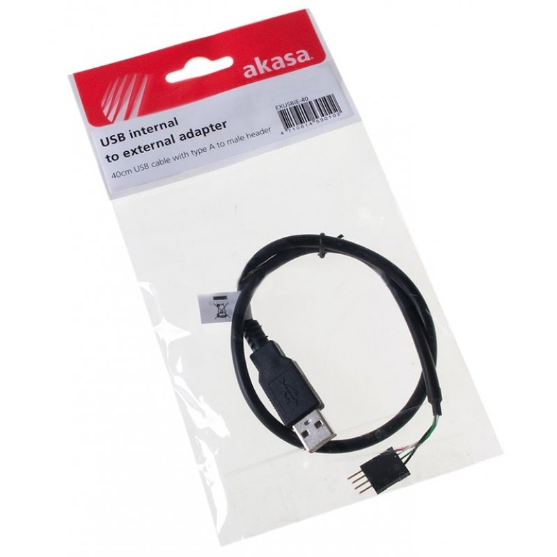 Akasa EXUSBI-40 USB cable 0.4 m USB 2.0 Black