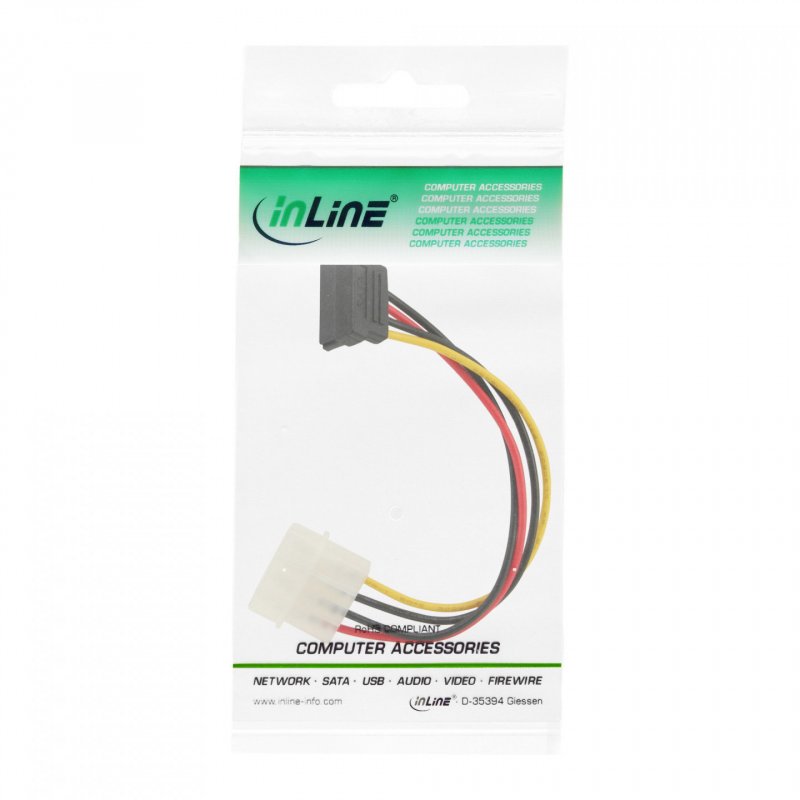 InLine compatible SATA Stromadapterkabel an 4-Pol Molex gewinkelt unten