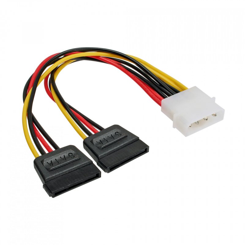 InLine compatible 4-Pol Molex Strom Y-Kabel an 2x SATA-Strom - 0,15m