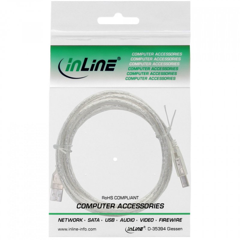 InLine 34550T câble USB 10 m USB A USB B Transparent