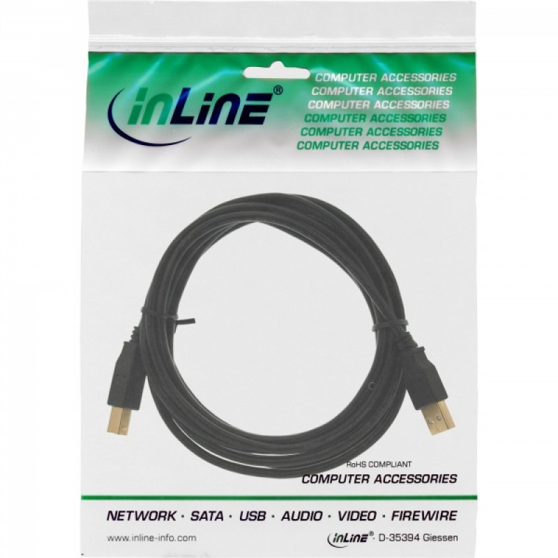 InLine 4043718125074 câble USB 10 m USB 2.0 USB A USB B Noir