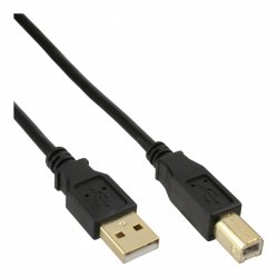 InLine USB 2.0 Cable Type A male / Type B female black, gold plated, 5m