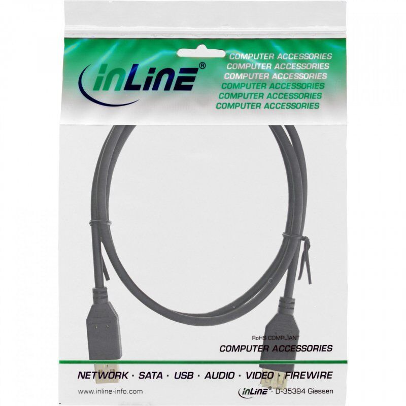 InLine USB 2.0 Extension Cable Type A male / female, gold plated, black, 2m