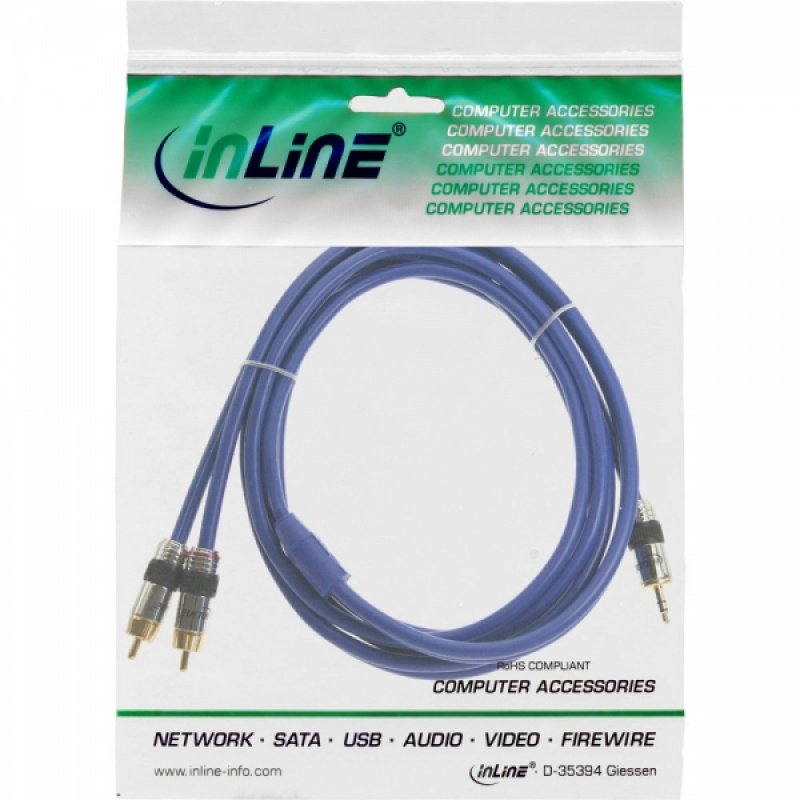 InLine 4043718032006 audio cable 2 m 2 x RCA 3.5mm Blue