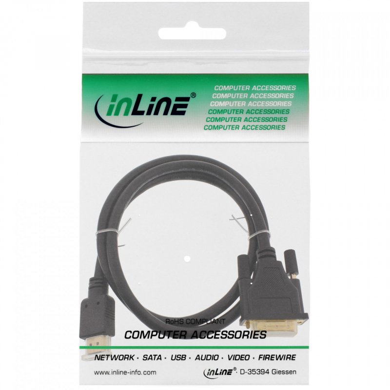 InLine 17663P câble vidéo et adaptateur 3 m HDMI DVI-D Noir