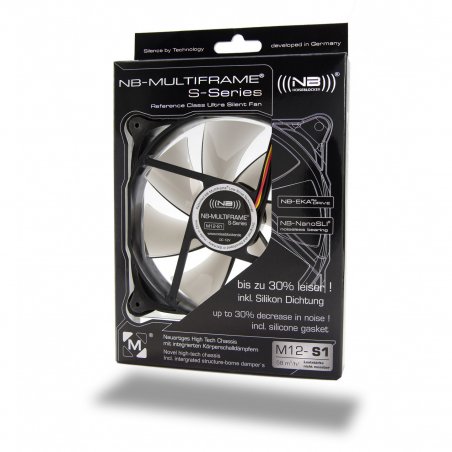 Noiseblocker M12-S1 système de refroidissement d’ordinateur Boitier PC Ventilateur Noir, Gris
