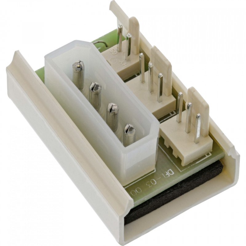 InLine PC Fan Multi Power Port Adapter Molex 5.25" to x 2 Fan Power