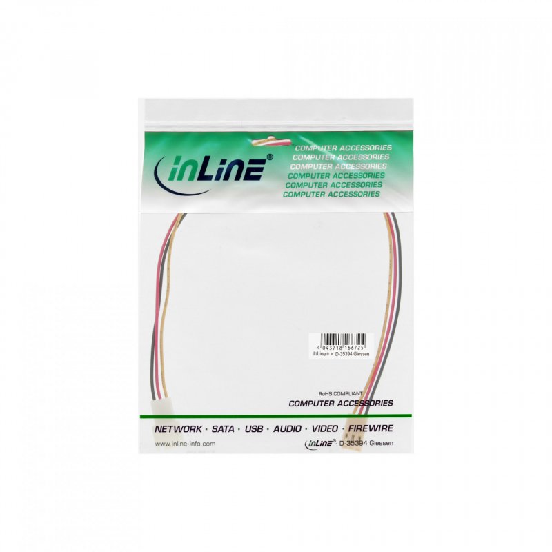 InLine Fan Cable Extension 3pin Molex male/female length 0.30m