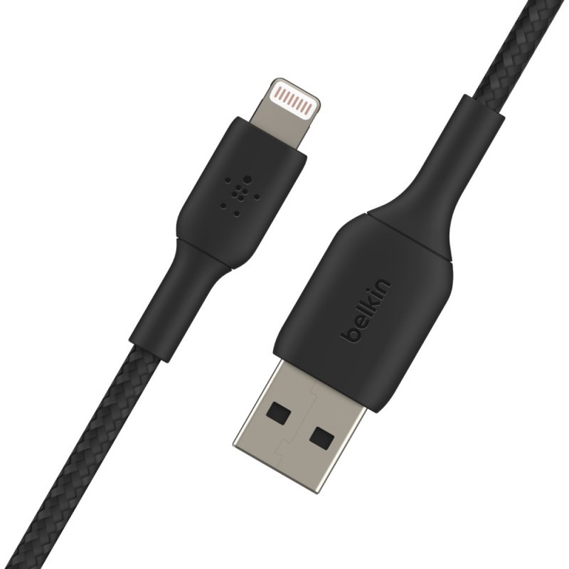 Câble USB-A vers Lightning MFI renforcé (noir) - 1 m