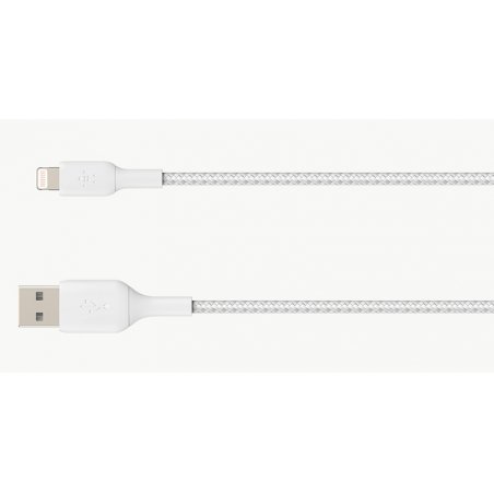 Câble USB-A vers Lightning MFI renforcé (blanc) - 1 m