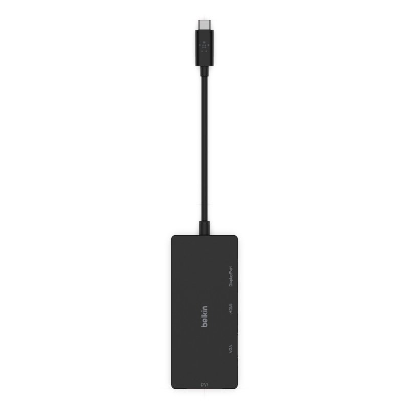 Adaptateur USB-C avec 1x HDMI 4K, 1x DisplayPort, 1x DVI, 1x VGA