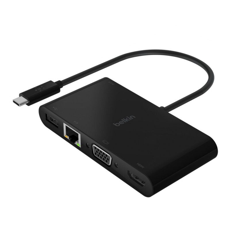 Adaptateur USB-C avec 1x HDMI 4K, 1x VGA, RJ45 et 100 W