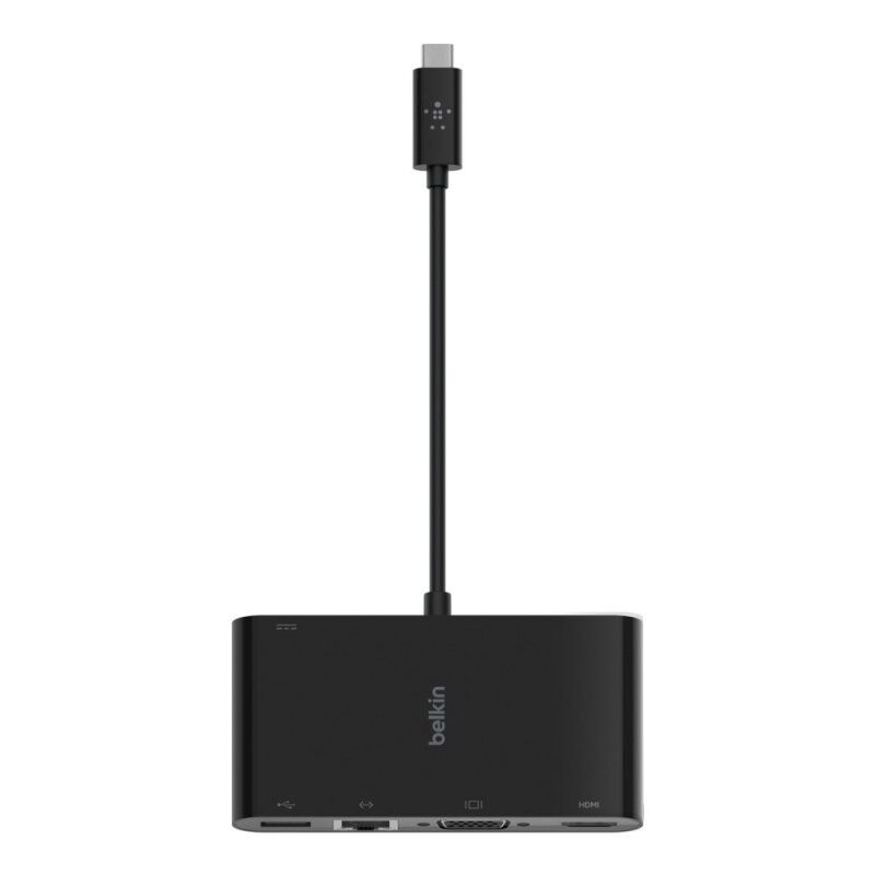 Adaptateur USB-C avec 1x HDMI 4K, 1x VGA, RJ45 et 100 W
