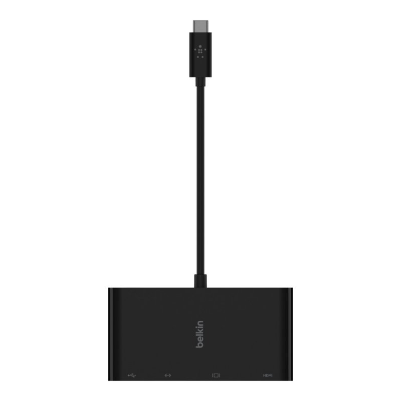 Adaptateur USB-C avec 1x HDMI 4K, 1x VGA et RJ45