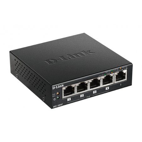 D-Link DGS-1005P Unmanaged L2 Gigabit Ethernet (10/100/1000) Power over Ethernet (PoE) Black