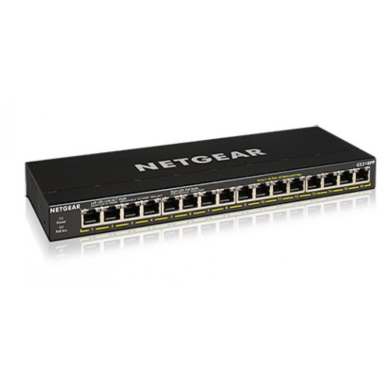 NETGEAR GS316PP Non-géré Gigabit Ethernet (10/100/1000) Connexion Ethernet, supportant l'alimentation via ce port (PoE