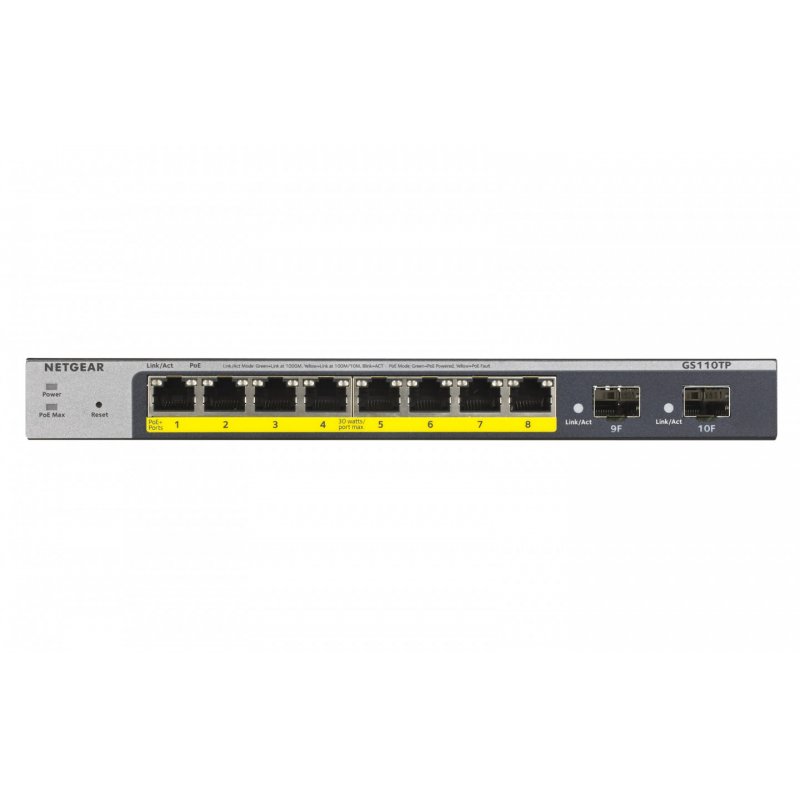NETGEAR GS110TP Géré L2/L3/L4 Gigabit Ethernet (10/100/1000) Connexion Ethernet, supportant l'alimentation via ce port