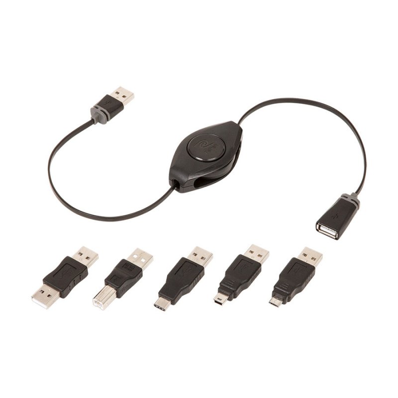 ReTrak ETPRU6M câble USB 1,8 m USB 1.1 USB A USB C/Micro-USB B/Mini-USB B/Lightning Noir