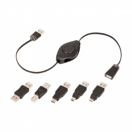 ReTrak ETPRU6M câble USB 1,8 m USB 1.1 USB A USB C/Micro-USB B/Mini-USB B/Lightning Noir