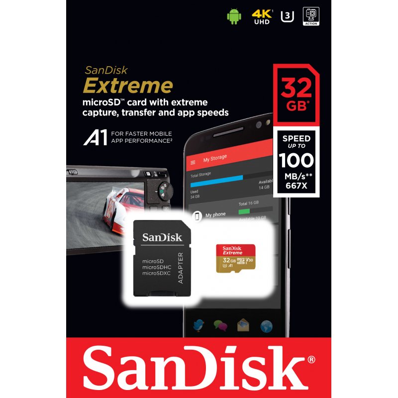 EXTREME MICROSDHC 32GBCarte micro SD avec adaptateur
