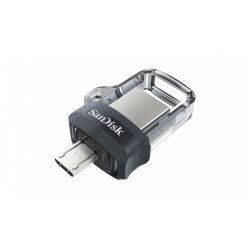 SanDisk Ultra Dual m3.0 USB flash drive 64 GB USB Type-A / Micro-USB 3.2 Gen 1 (3.1 Gen 1) Black, Silver, Transparent