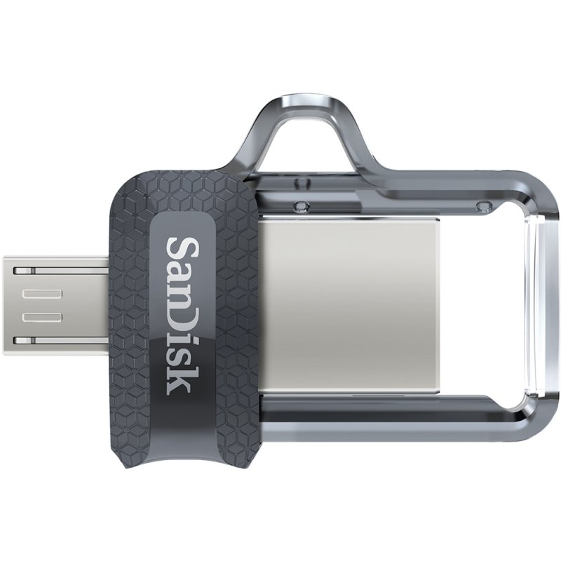 SanDisk Ultra Dual m3.0 lecteur USB flash 256 Go USB Type-A / Micro-USB 3.2 Gen 1 (3.1 Gen 1) Noir, Argent, Transparent