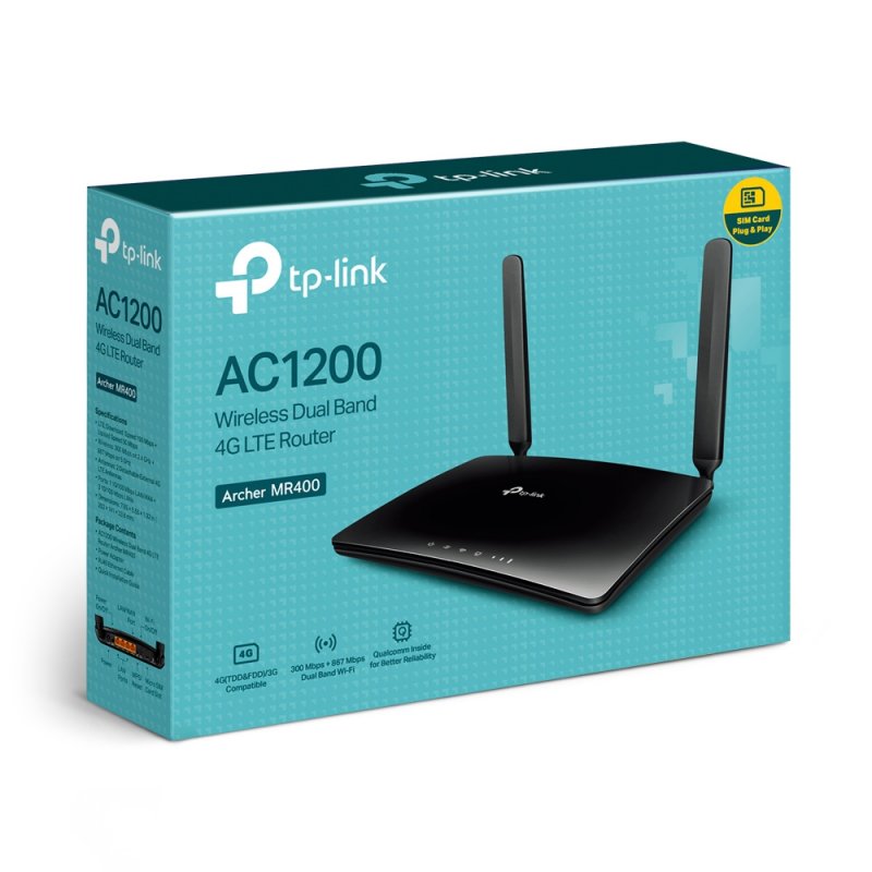 TP-Link Archer MR400 routeur sans fil Fast Ethernet Bi-bande (2,4 GHz / 5 GHz) 4G Noir