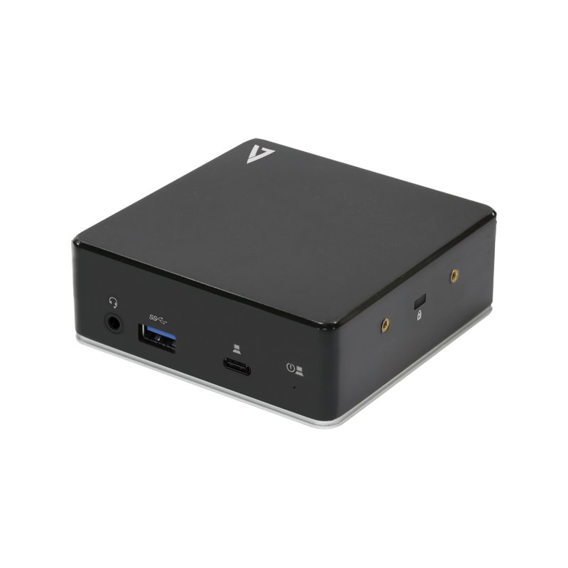 V7 Station d’accueil USB-C universelle avec double port HDMI, ensemble prises audio 3,5 mm, Gigabit Ethernet, 3 ports 