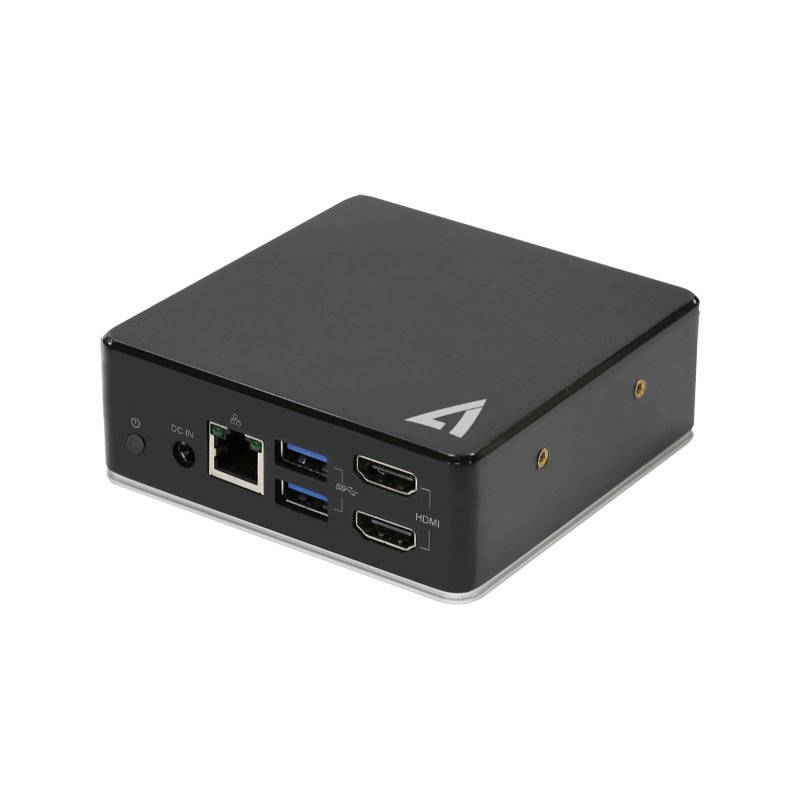 V7 Station d’accueil USB-C universelle avec double port HDMI, ensemble prises audio 3,5 mm, Gigabit Ethernet, 3 ports 