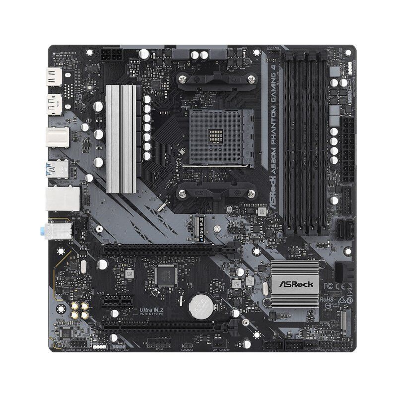 A520M PHANTOM GAMING 4 AM4 MATX SND+GLN+U3.2+M2 SATA 6GB/S DDR4