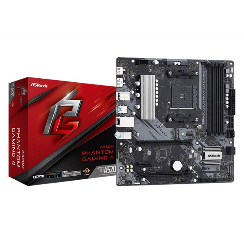 A520M PHANTOM GAMING 4 AM4 MATX SND+GLN+U3.2+M2 SATA 6GB/S DDR4