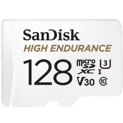 SanDisk High Endurance microSDXC UHS-I U3 V30 128 Go + Adaptateur SD