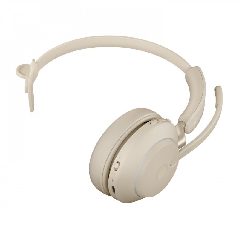 Jabra Evolve2 65, UC Mono Casque Sans fil Arceau Bureau/Centre d'appels USB Type-C Bluetooth Beige