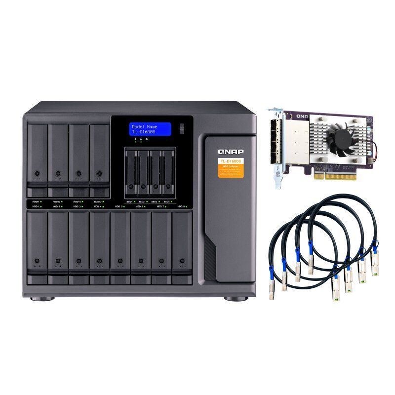 QNAP TL-D1600S Boîtier de disques de stockage Boîtier disque dur/SSD Noir, Gris 2.5/3.5"