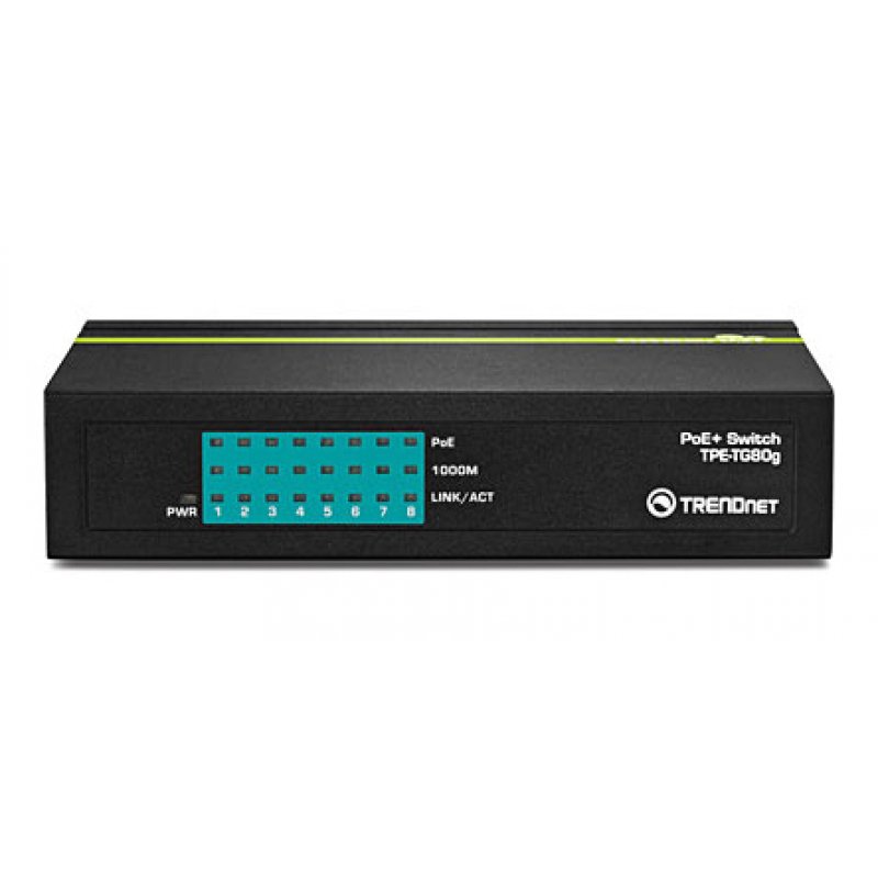 Trendnet TPE-TG80G commutateur réseau Non-géré Connexion Ethernet, supportant l'alimentation via ce port (PoE) Noir