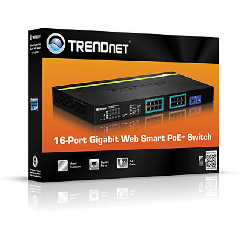Trendnet TPE-1620WS network switch Managed L2 Gigabit Ethernet (10/100/1000) Power over Ethernet (PoE) 1U Black