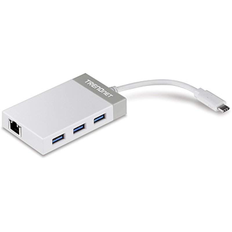 Trendnet TUC-ETGH3 station d'accueil USB 3.2 Gen 1 (3.1 Gen 1) Type-C Gris, Blanc
