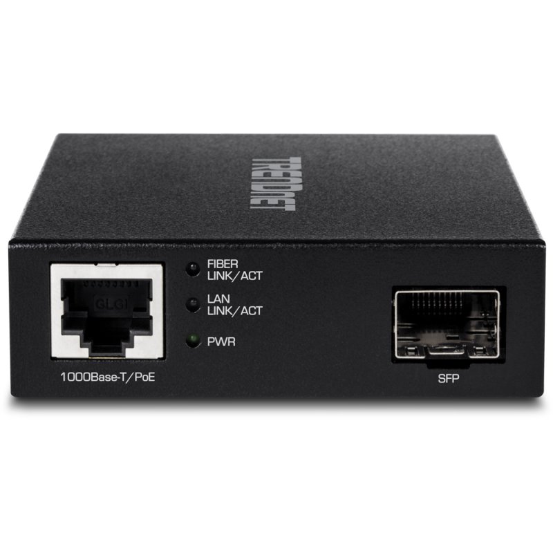 SFP FIBER MEDIA CONVERTER GIGABIT POE PD