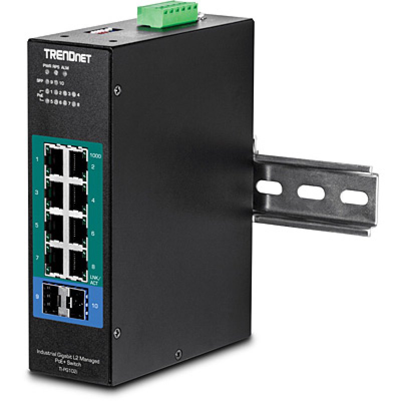 10-PORT INDUSTRIAL GIGABIT L2 MNGD POE+DIN-RAIL SWITCH 24-57V