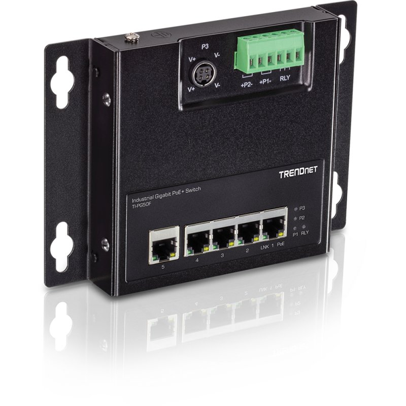 5-PORT INDUSTRIAL GIGABIT POE+ WALL-MOUNTED FRONT ACCESS SWITCH