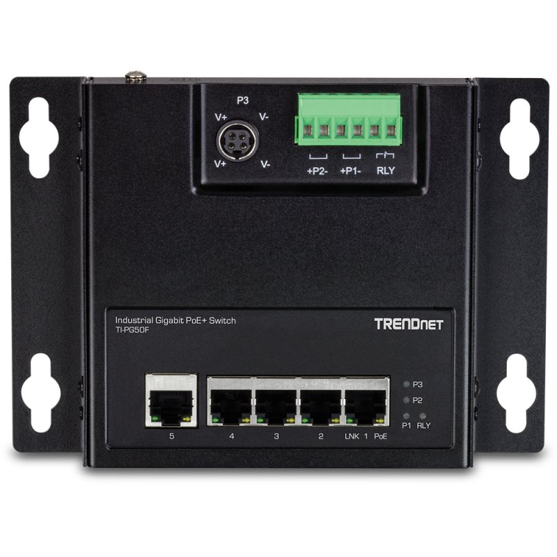 Trendnet TI-PG50F commutateur réseau Non-géré Connexion Ethernet, supportant l'alimentation via ce port (PoE) Noir