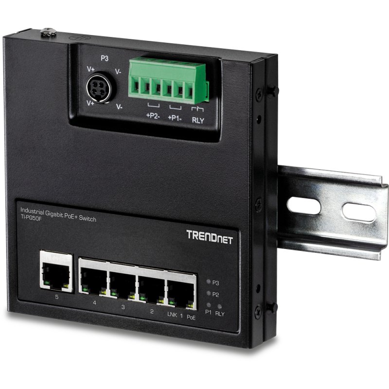 5-PORT INDUSTRIAL GIGABIT POE+ WALL-MOUNTED FRONT ACCESS SWITCH