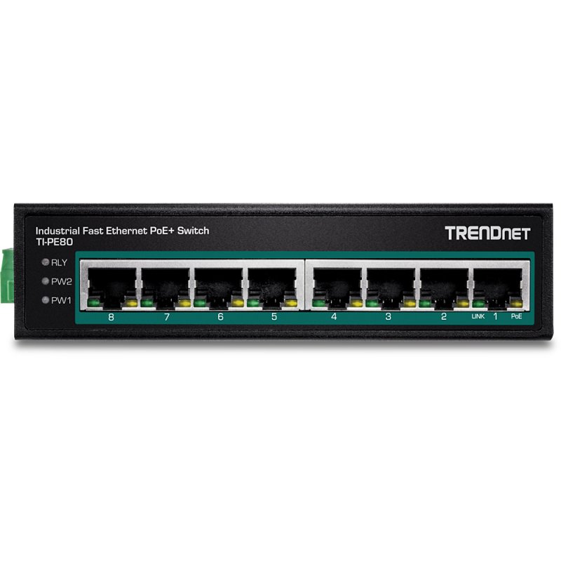 Trendnet TI-PE80 commutateur réseau Non-géré Fast Ethernet (10/100) Connexion Ethernet, supportant l'alimentation via