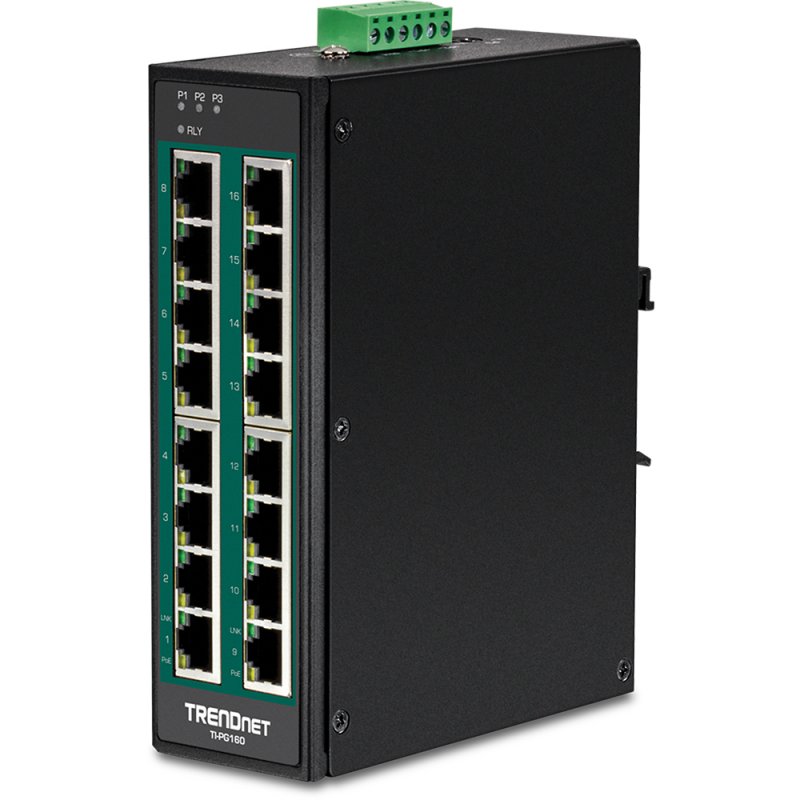 Trendnet TI-PG160 commutateur réseau Non-géré Gigabit Ethernet (10/100/1000) Connexion Ethernet, supportant l'aliment